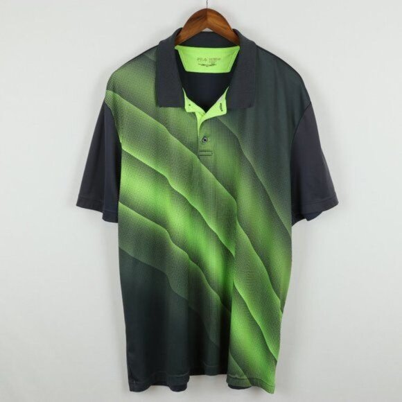 Fila Sport Men's Extra Large Gray & Green Short Sleeve Tech Polo Shirt - Picture 1 of 7